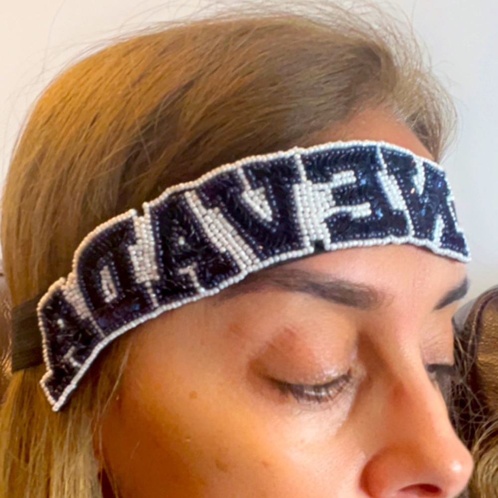 Nevada Wolf Pack beaded and sequined headband